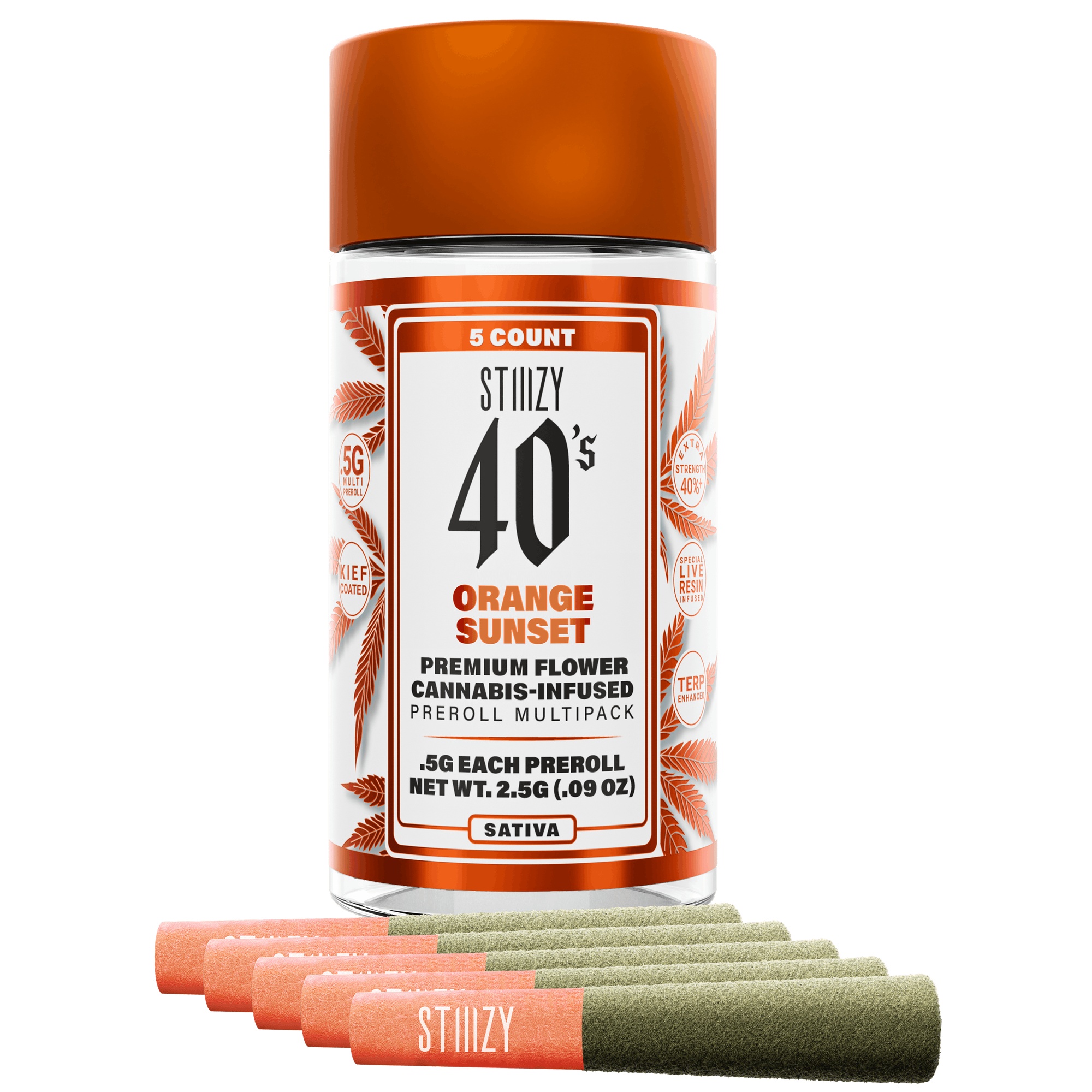 STIIIZY | Orange Sunset | 40s Multipack Infused Pre-rolls | Sativa | 5ct | 2.5g