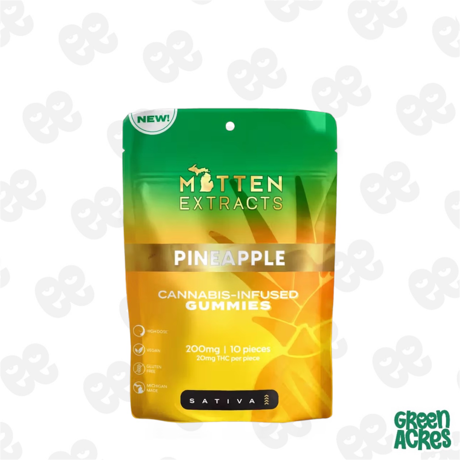 Mitten Extracts: Pineapple 200MG Gummies (S)