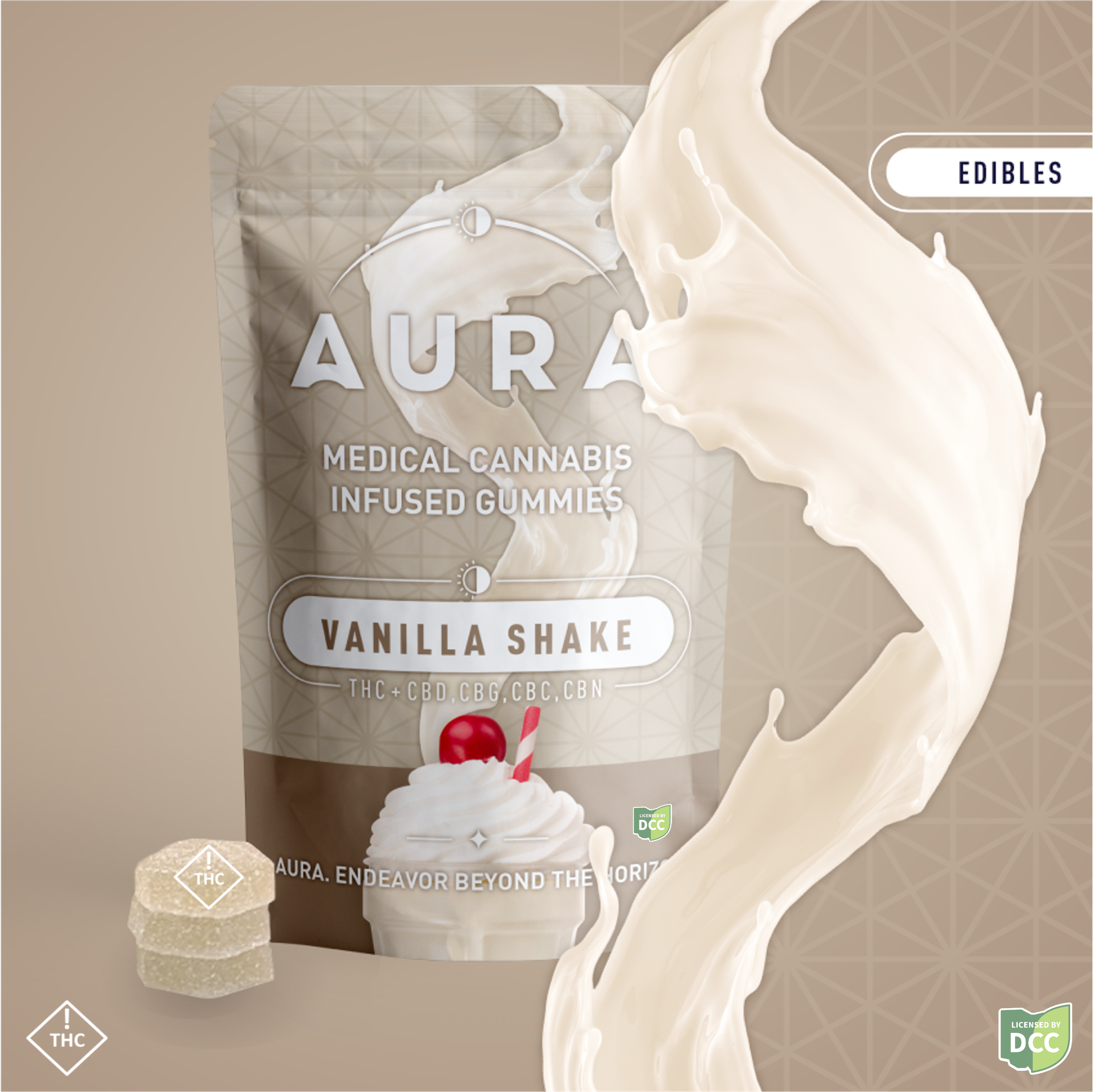 Aura | Vanilla Shake Entourage Gummies | 220mg