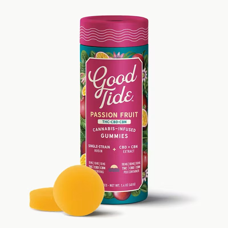 Good Tide - Passion Fruit Rosin 1:1:1 THC:CBN:CBG Gummies 10pk - 100mg