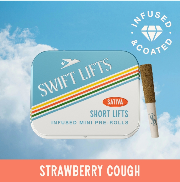 Short Lifts - Strawberry Cough - 2.5g/5pk - Infused & Kief Coated Prerolls