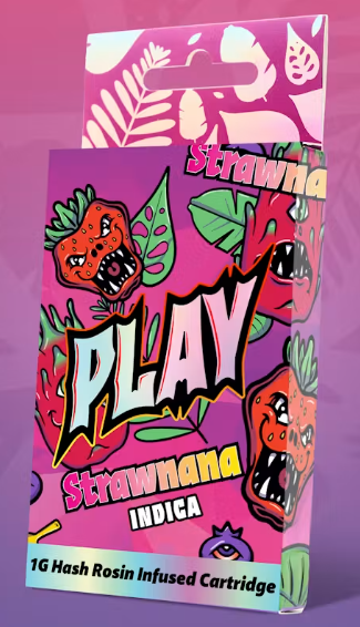 PLAY | Strawnana | Hash Infused Distillate Vape Cart | 1g | Hybrid