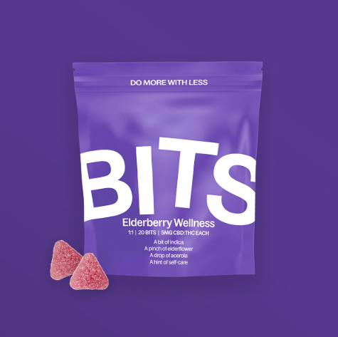 Ⓥ BITS Gummies 100mg: Elderberry Wellness 1:1 CBD:THC 20pk