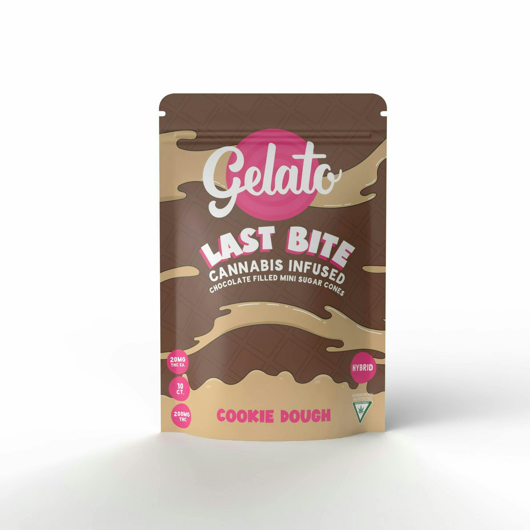 Gelato Last Bite - 10 Pack Chocolate Filled Cones - Cookie Dough - 200mg