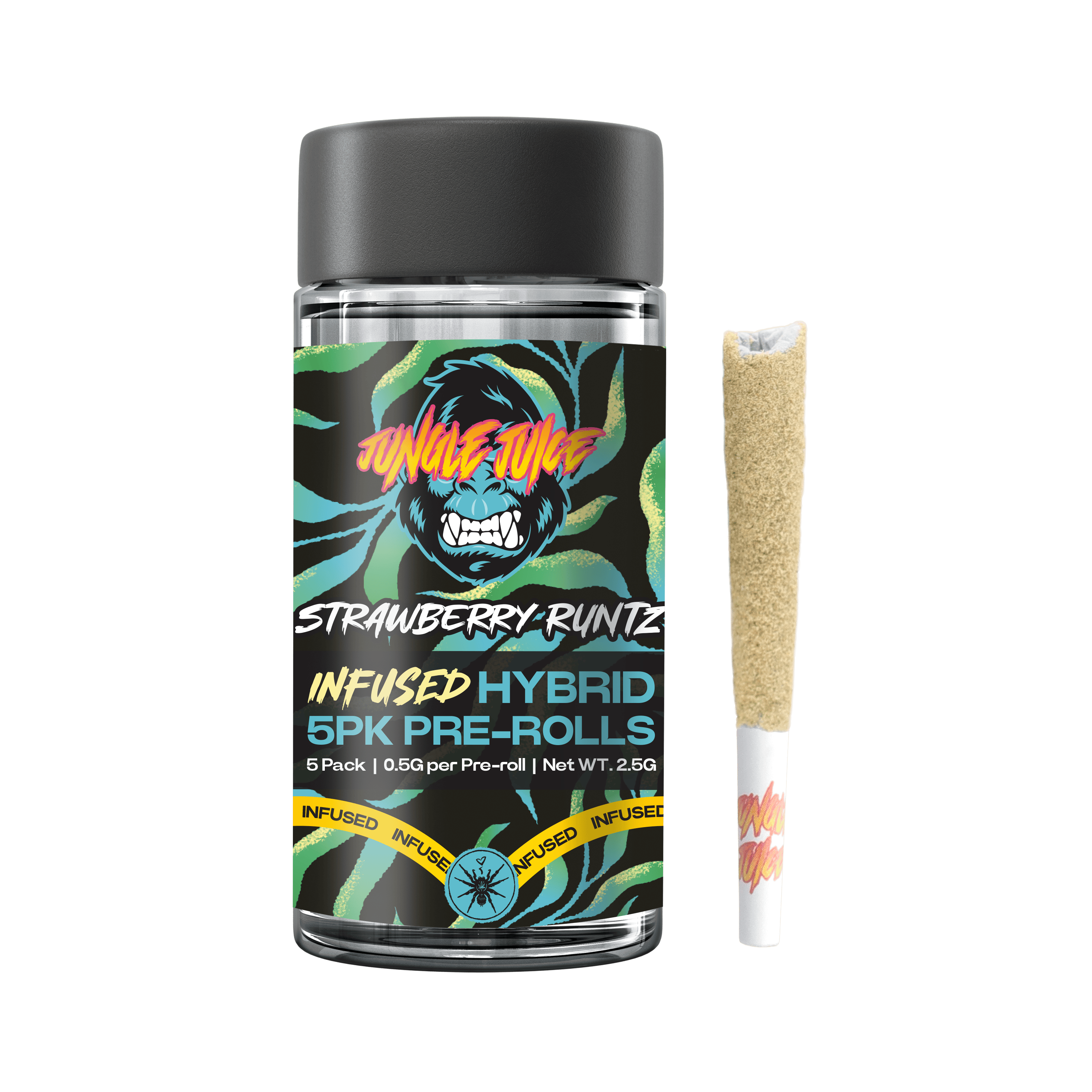 Jungle Juice | 0.7g - 5pk (3.5g) Infused Preroll Pack | Strawberry Runtz
