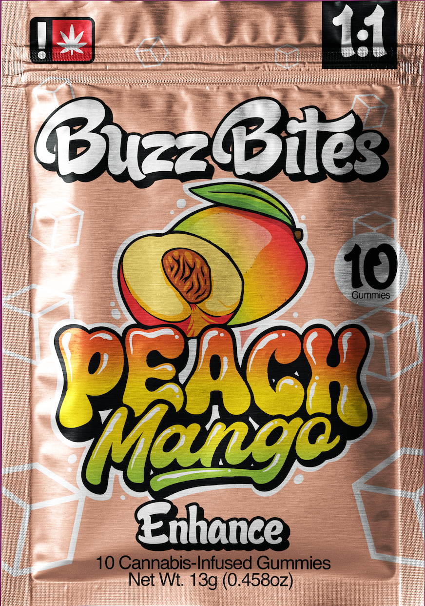 Peach Mango Enhance 1:1 Gummies 100mg 10 Piece (Sativa 1:1)