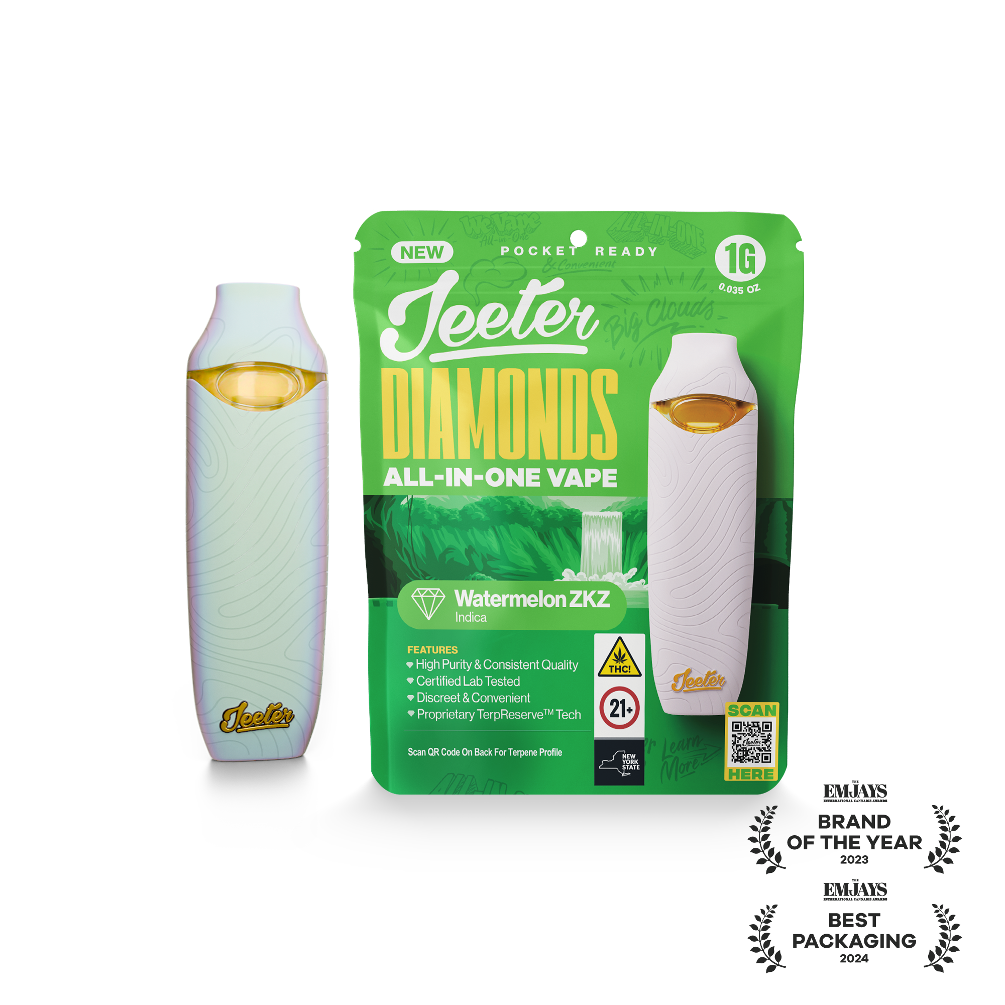 Jeeter | 1G | LQD AIO Diamond Vape | Watermelon ZKZ