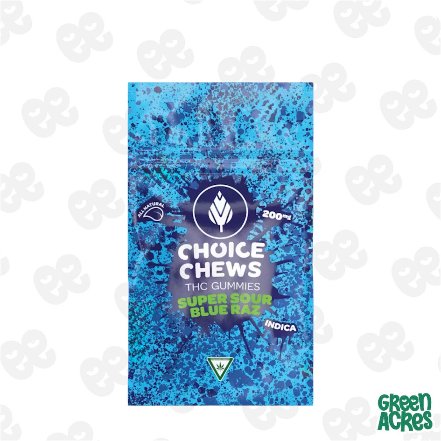 Choice: Super Sour Blue Razz 200MG Gummies (I)