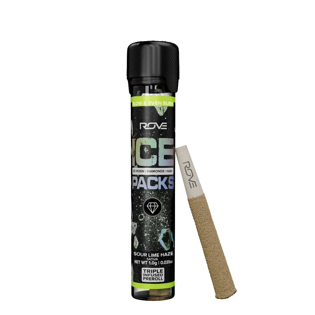 Ice Packs | Sour Lime Haze | Rosin + Diamonds + Hash Infused Preroll - 1g