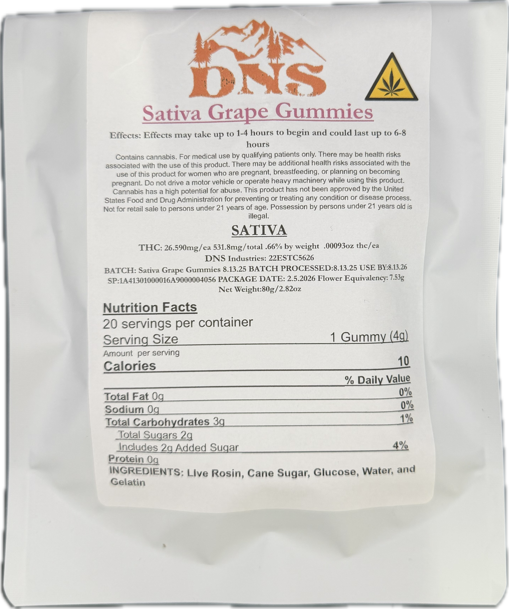 SATIVA - GRAPE - Live Rosin Gummies 20PK