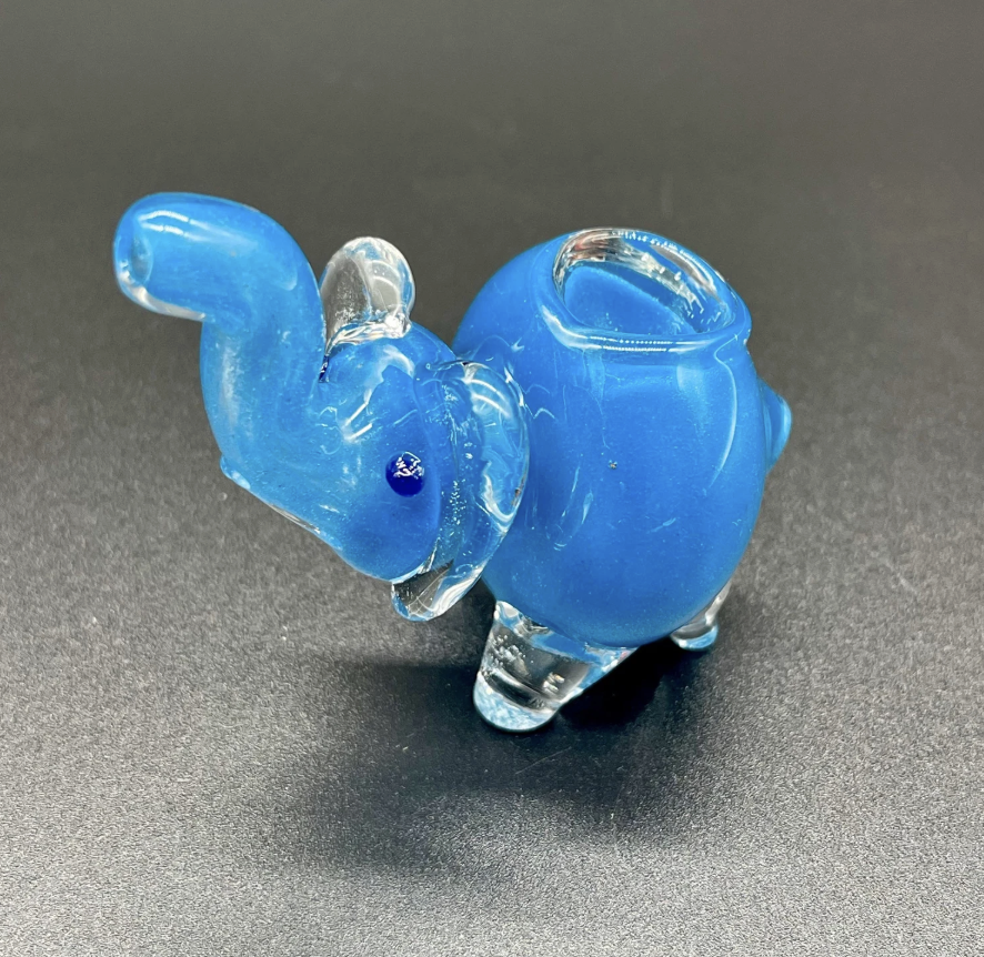 Shiny Blue Elephant Pipe