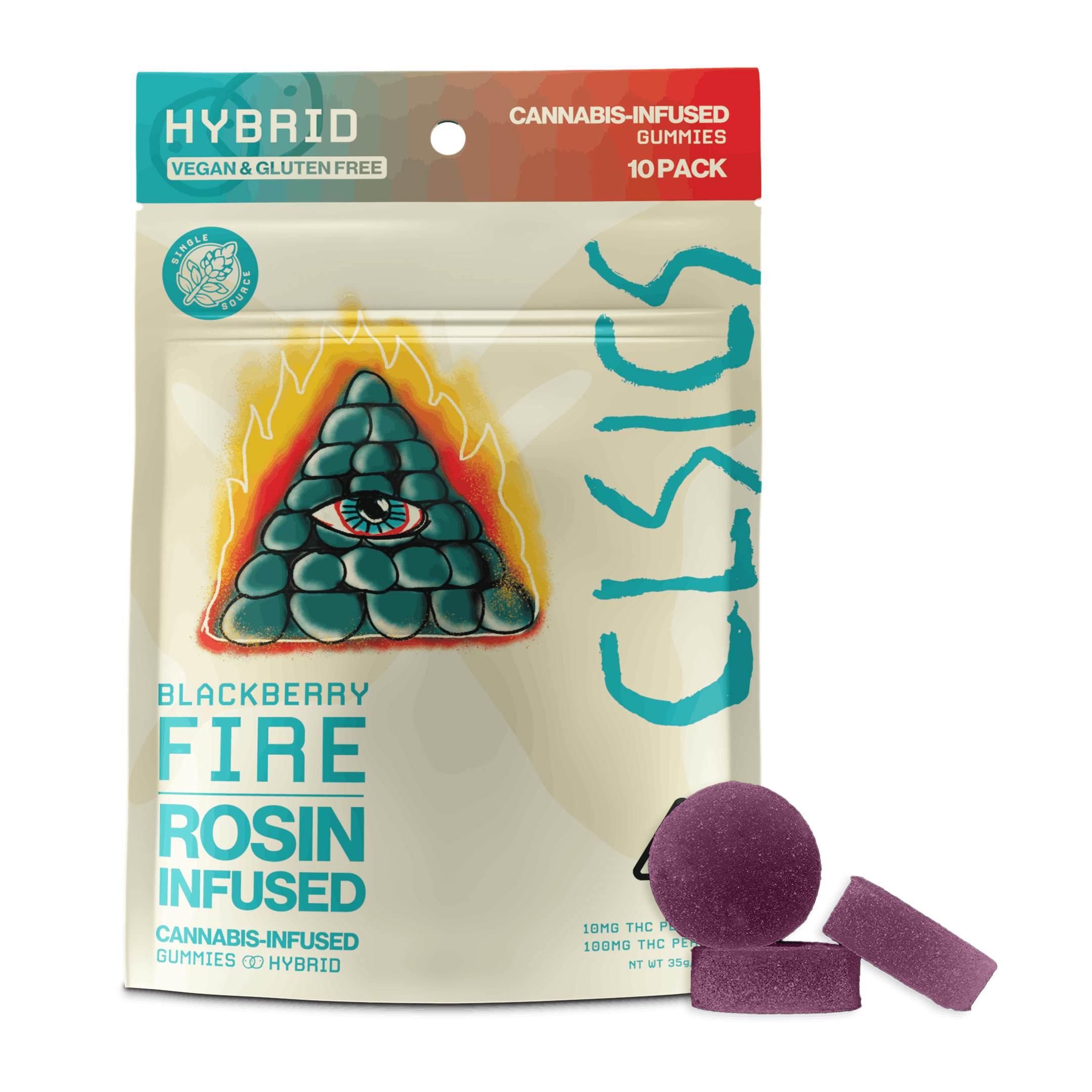 EDIBLE - LIVE ROSIN GUMMIES - 100MG - HYBRID - BLACKBERRY FIRE