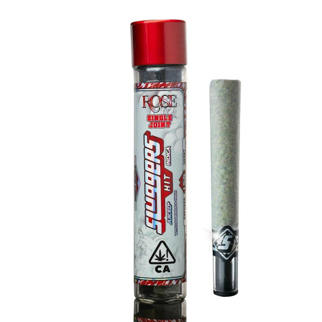 Preroll | Indica | Rose | Hash and Diamond Infused | Glass Tip