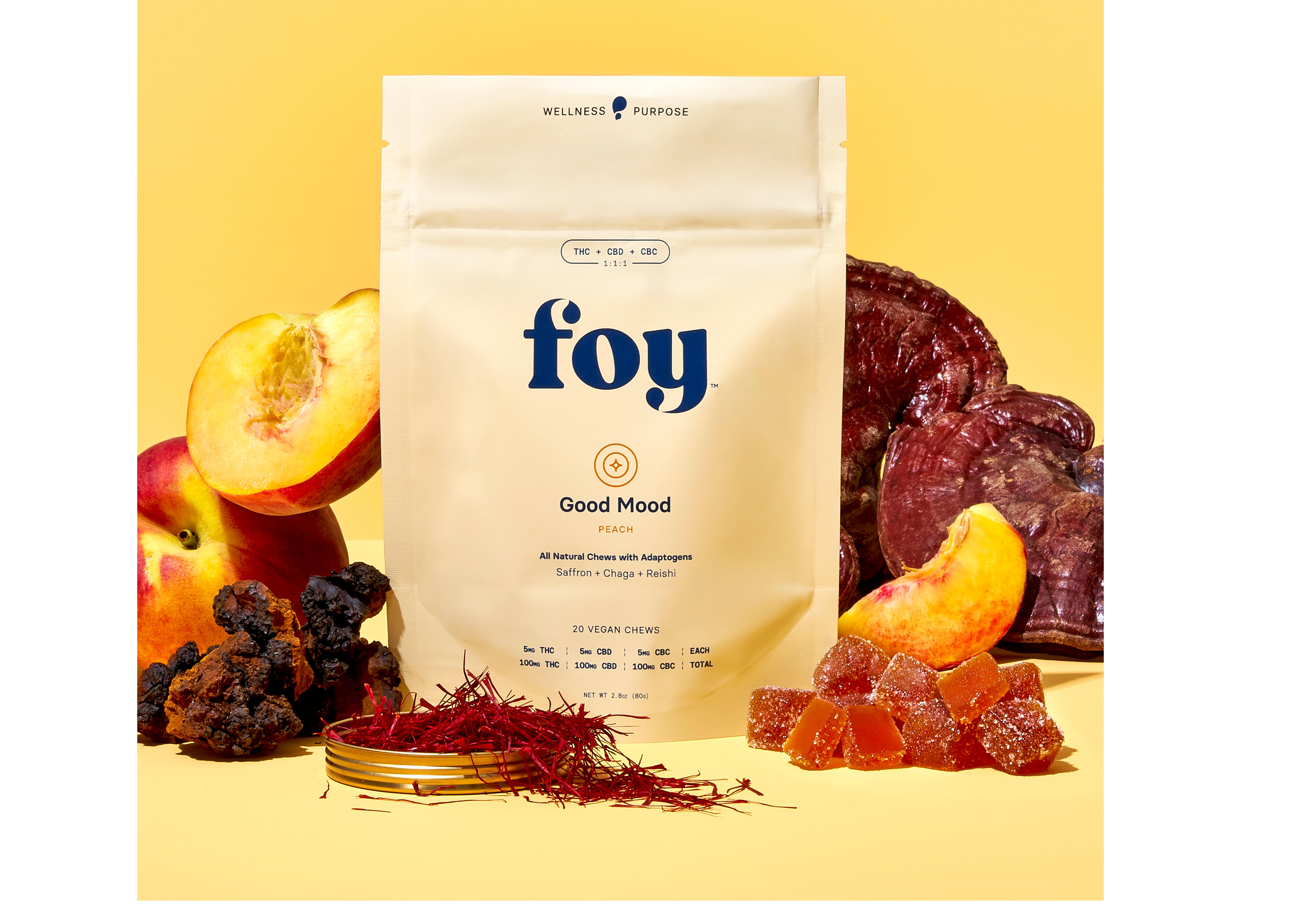 Peach | THC : CBD : CBC Vegan Gummies | 4pk | 20mg