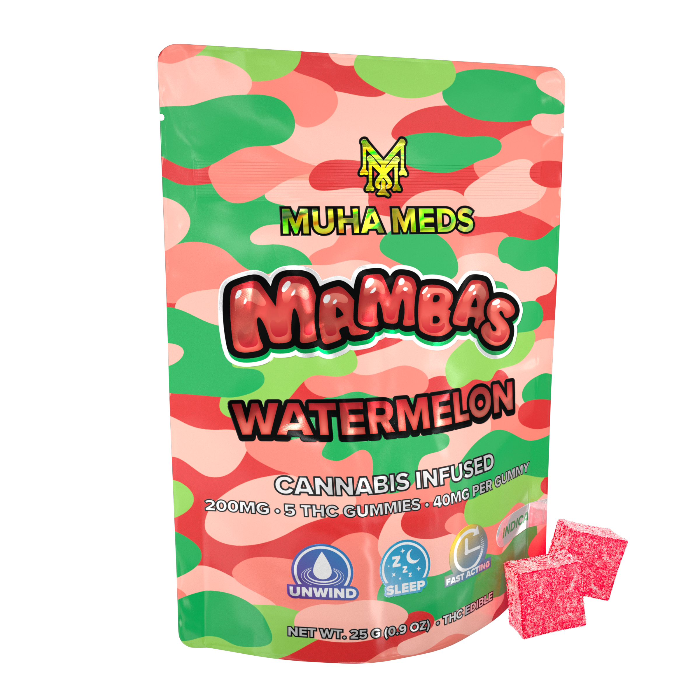MuhaMeds - 200mg Mambas Gummies - Watermelon 5pk