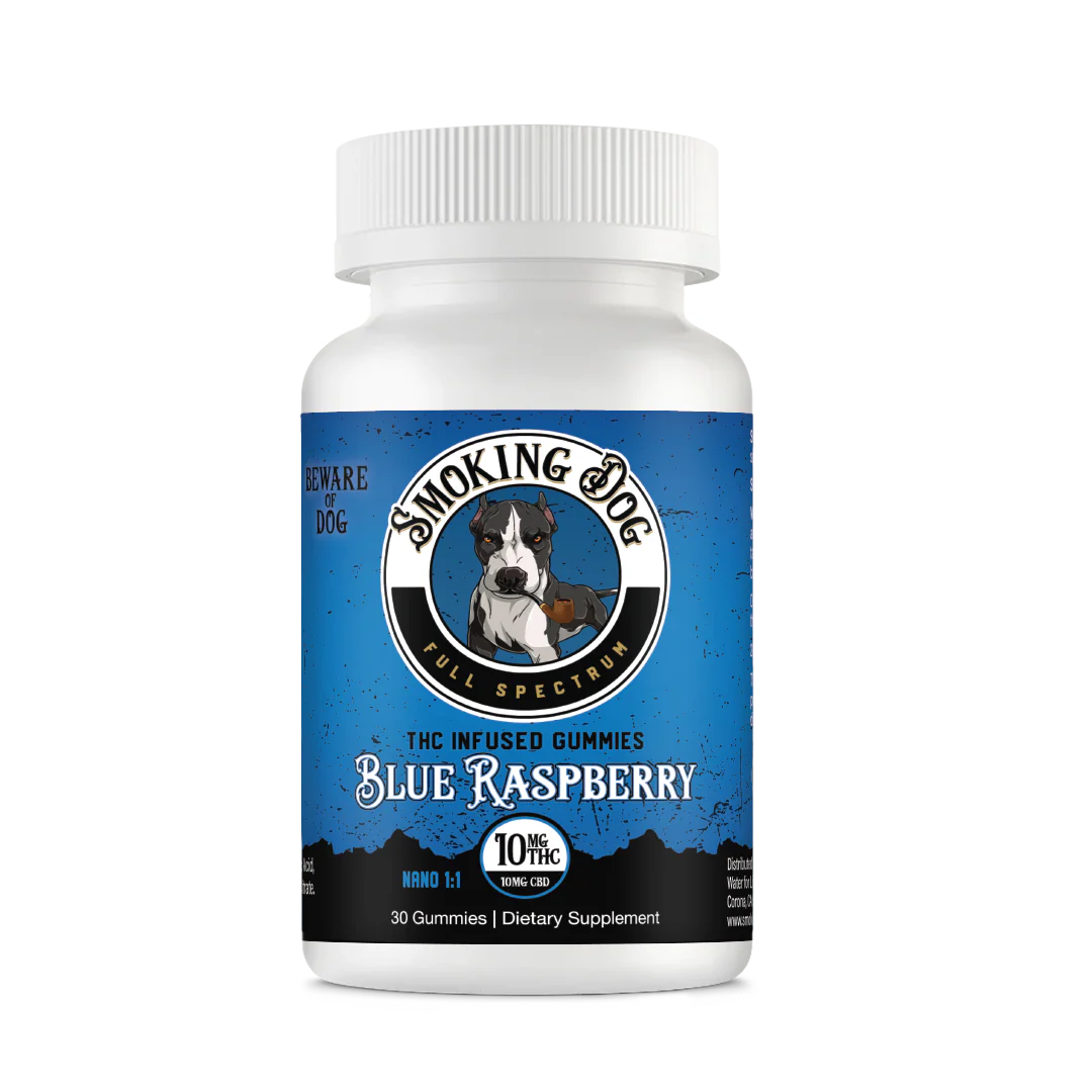 Smoking Dog - THC + CBD Gummies 1:1 - 10 MG - Blue Raspberry