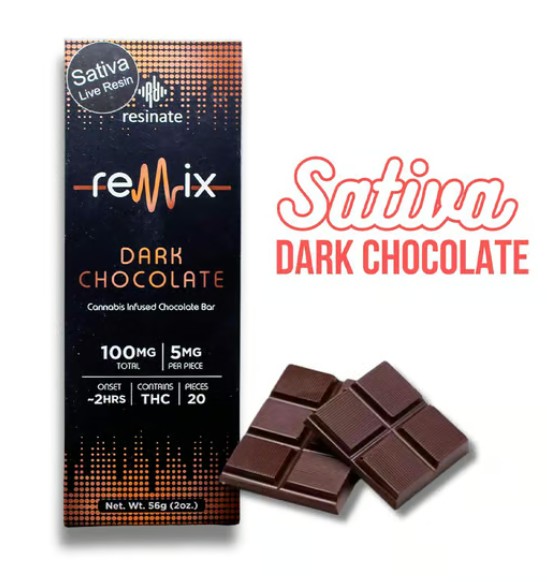 Dark Chocolate Sativa Bar | 100mg - Remix