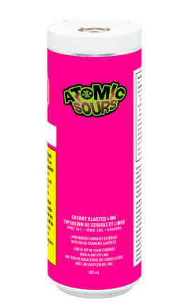 XMG Atomic Sours - 1:1 CBG:THC Cherry Blasted Lime Guarana Beverage - Blend - 355ml
