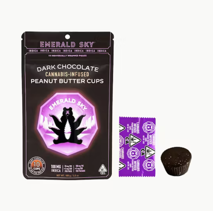 Peanut Butter Cups Indica Dark Chocolate   100 Mg   10 Pack