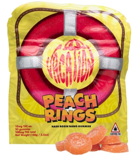Vacation | Peach Ring | Hash Rosin Gummies | 100mg