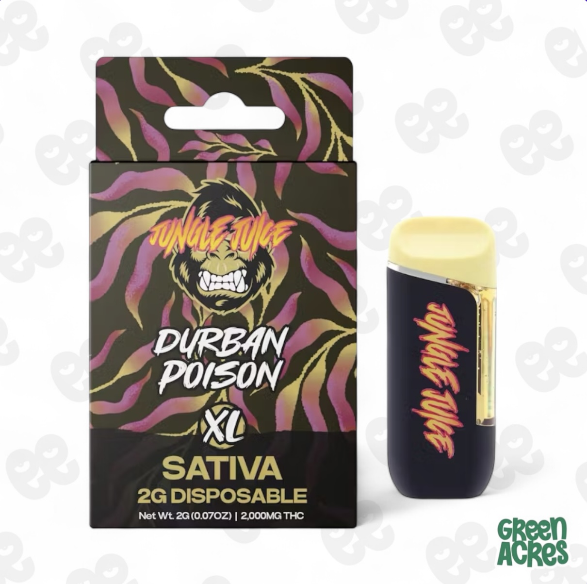 Jungle Juice: Durban Poison 2G Vape Disposable | Green Acres - Inkster