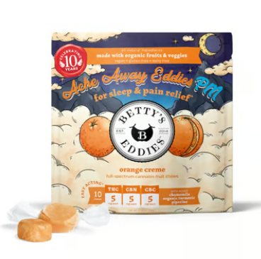 Ache Away Eddies (PM) | Orange Creme THC:CBN:CBC 1:1:1 Chews 10pk