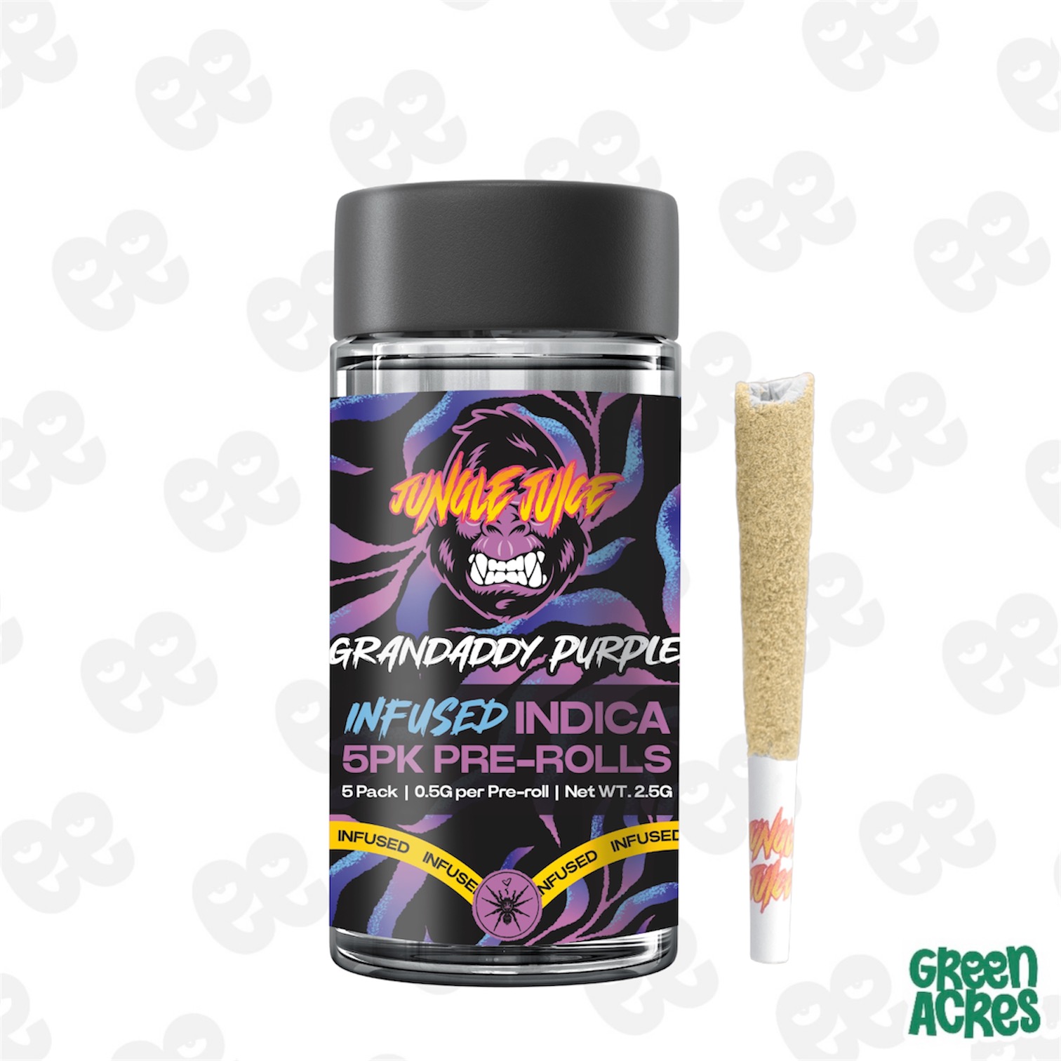 Jungle Juice: Grandaddy Purple (I) Infused 5 Pack Prerolls (5x0.7g)