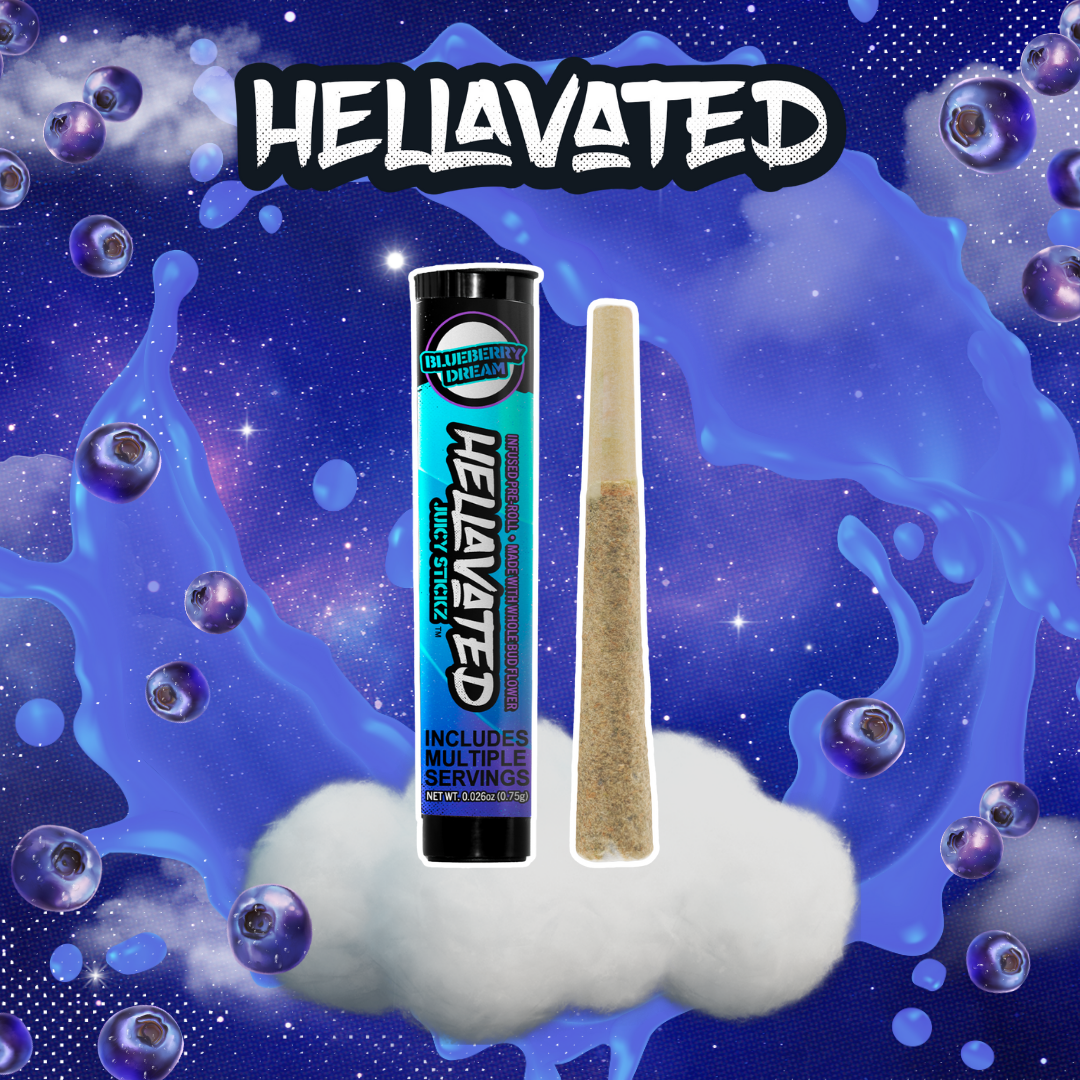Hellavated Juicy Stickz | 0.75g Infusted Preroll | Blueberry Dream product photo