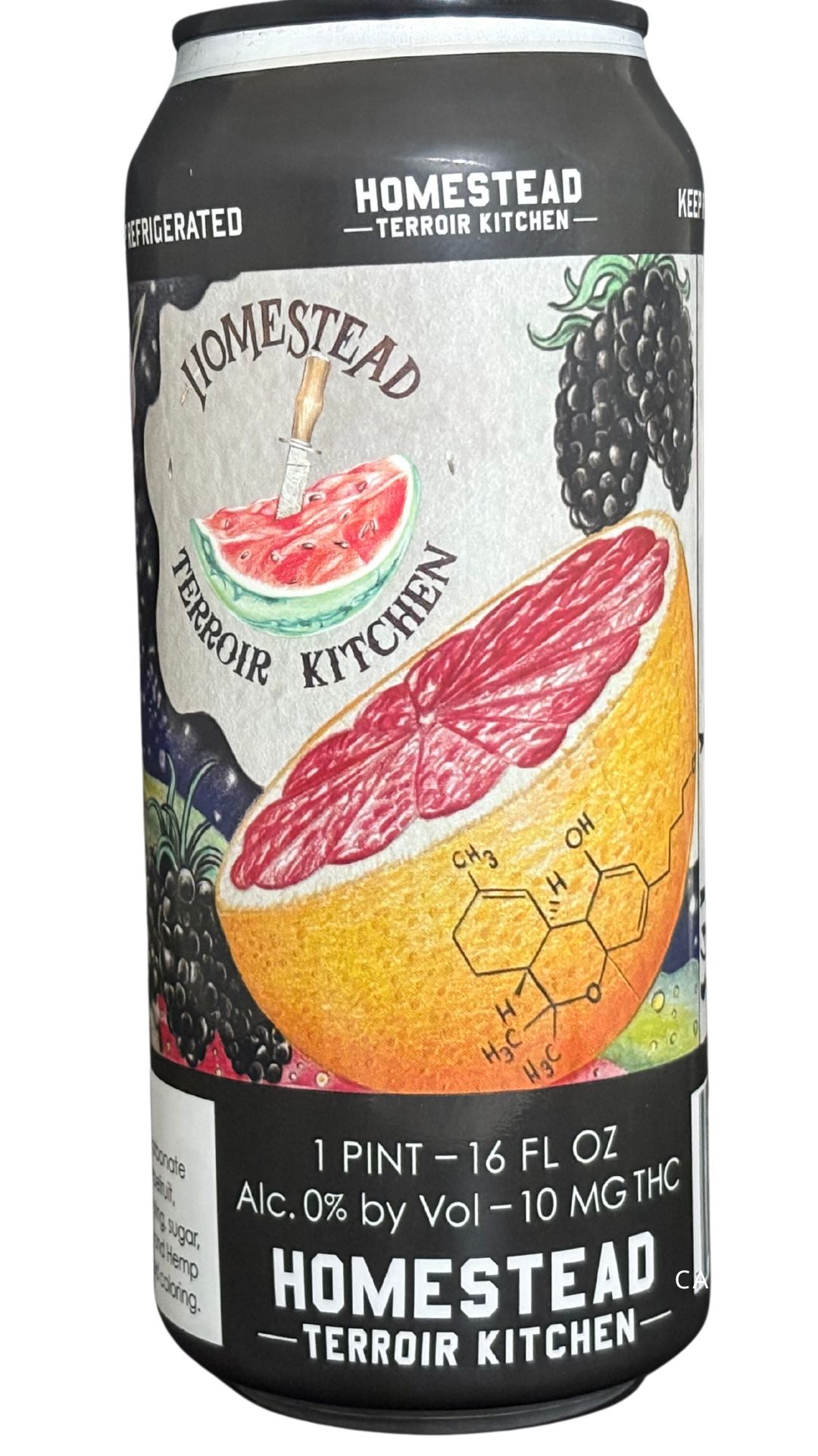 Homestead Brewery - THC Soda - Black Moon - 16 fl oz - 10 MG - Blackberry and Grapefruit