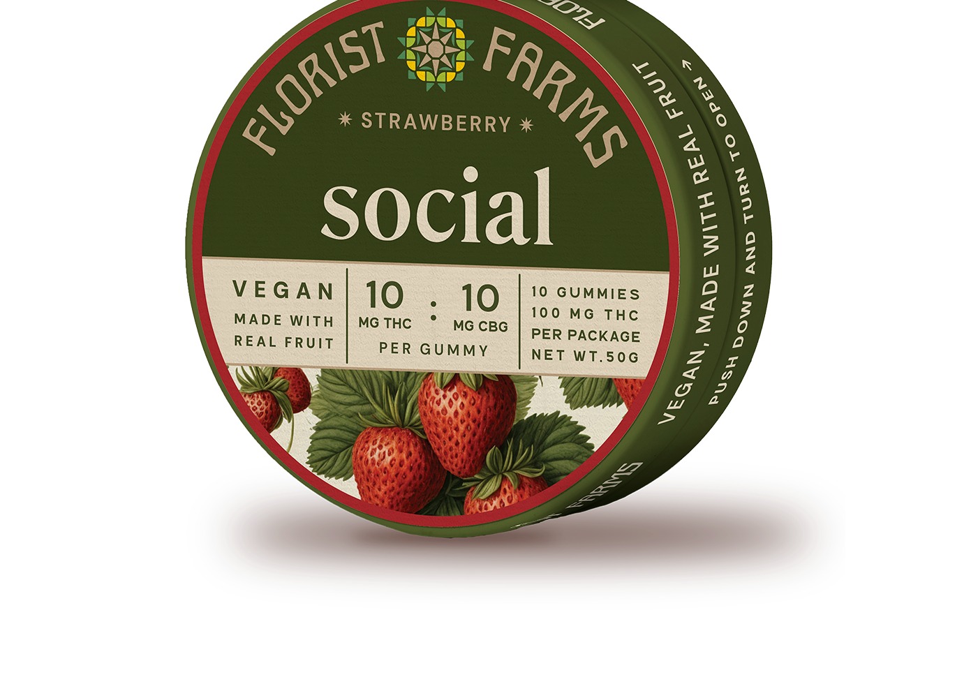 Florist Farms - Strawberry 1:1 THC:CBG Gummies 10pk - 100 mg