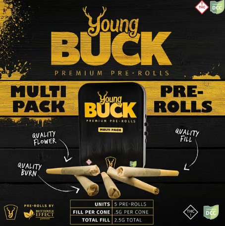 BE Young  Buck | Layer Cake | .5g Preroll 5pk [Indica]