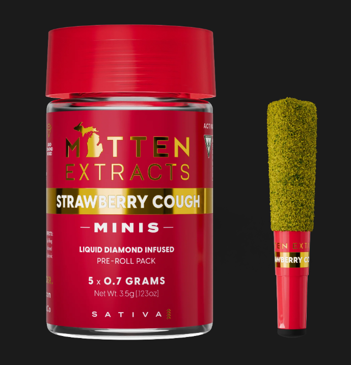 Mitten Extracts - Strawberry Cough - 5 x .7g Infused Prerolls