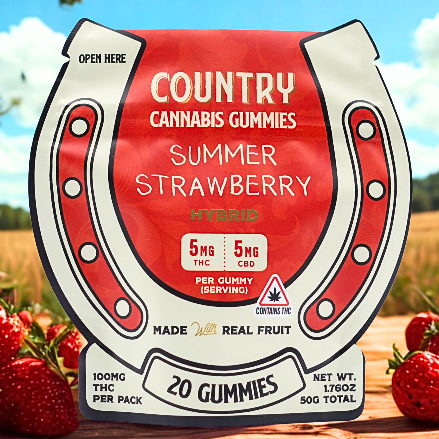 Country | Summer Strawberry 1:1 Gummies | 20pk | 5mg