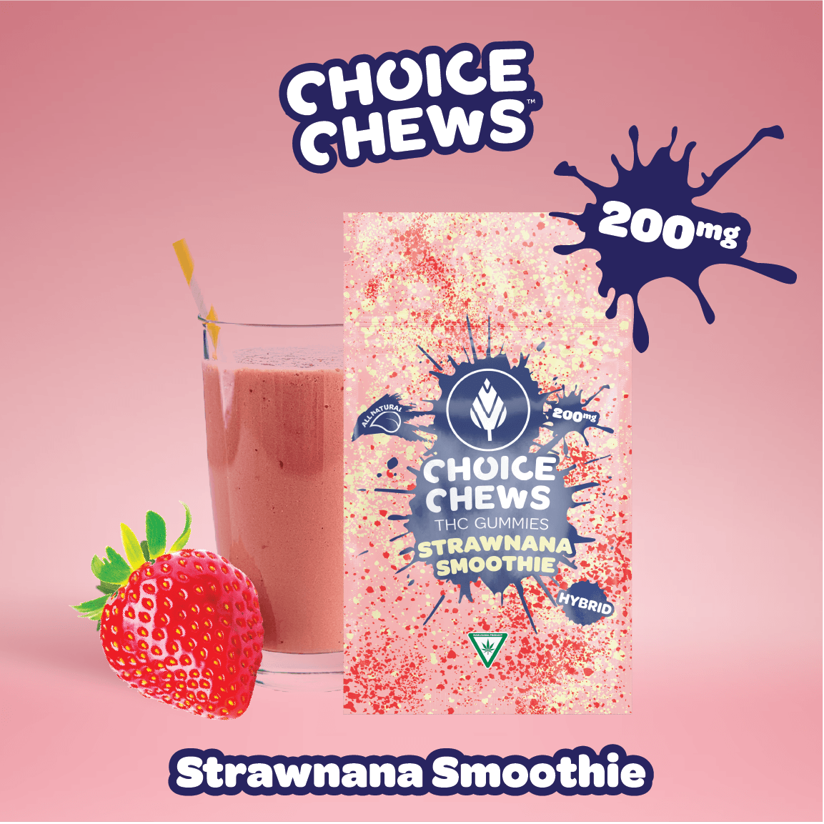 Strawnana Smoothie | Choice Chews | Gummies | 200mg
