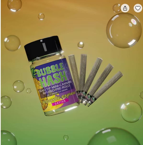 Amnesia - Pineapple Express - x 5 Bubble Hash Infused Prerolls