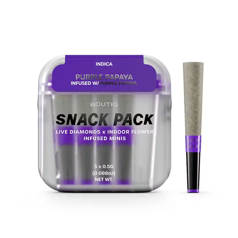 Boutiq | Purple Papaya x Purple Papaya - Live Diamond  Infused Pre-Rolls | 5pk