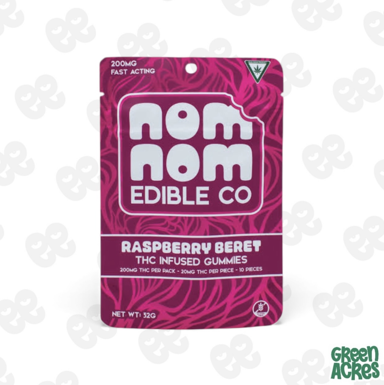 Nom Nom: Raspberry Beret Gummies 200MG