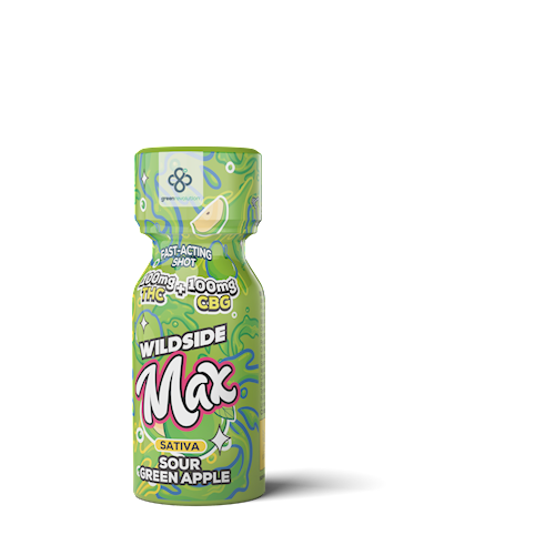 Wildside Max: Sour Green Apple 1:1 (THC/CBG) 200mg - Shot