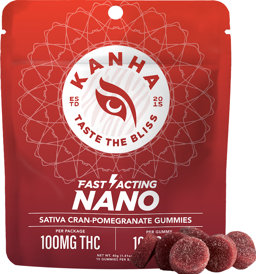 KANHA Gummies 100mg Nano: Sativa Cran Pomegranate 10pc