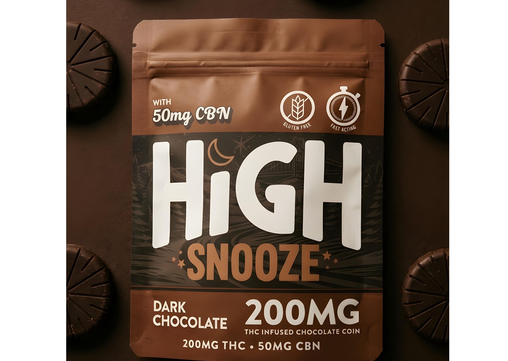 High Snooze - Chocolate Coin - 200mg - 4:1 THC/CBN - Rest - Dark Chocolate