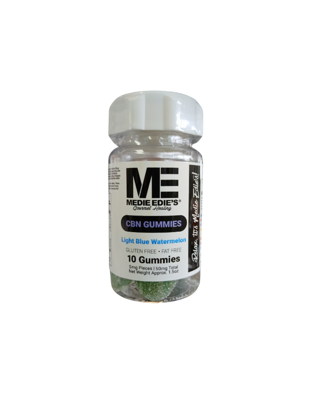 CBN Medie Edie's 50mg (10x5mg) Gummies Light Blue Watermelon