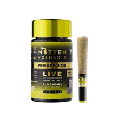 Mitten Extracts Infused Live Sauce Multipack Pre-Rolls 5x.7g (3.5g) - Pineapple OG