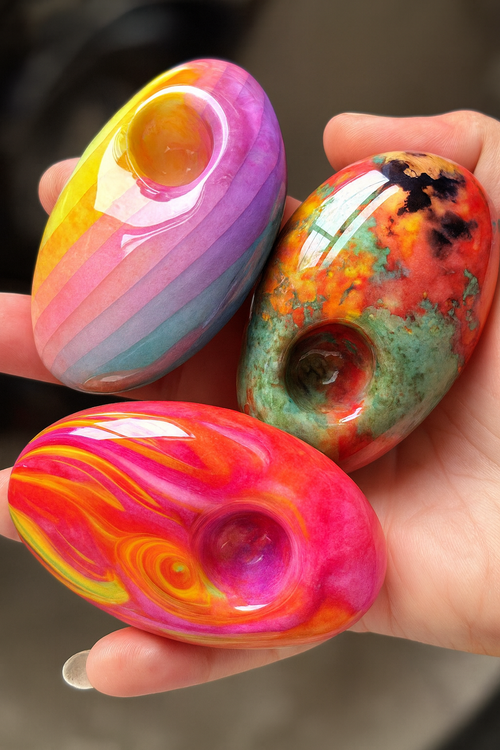 SIREEL - Rainbow MirageStone Pebble Hand Pipe