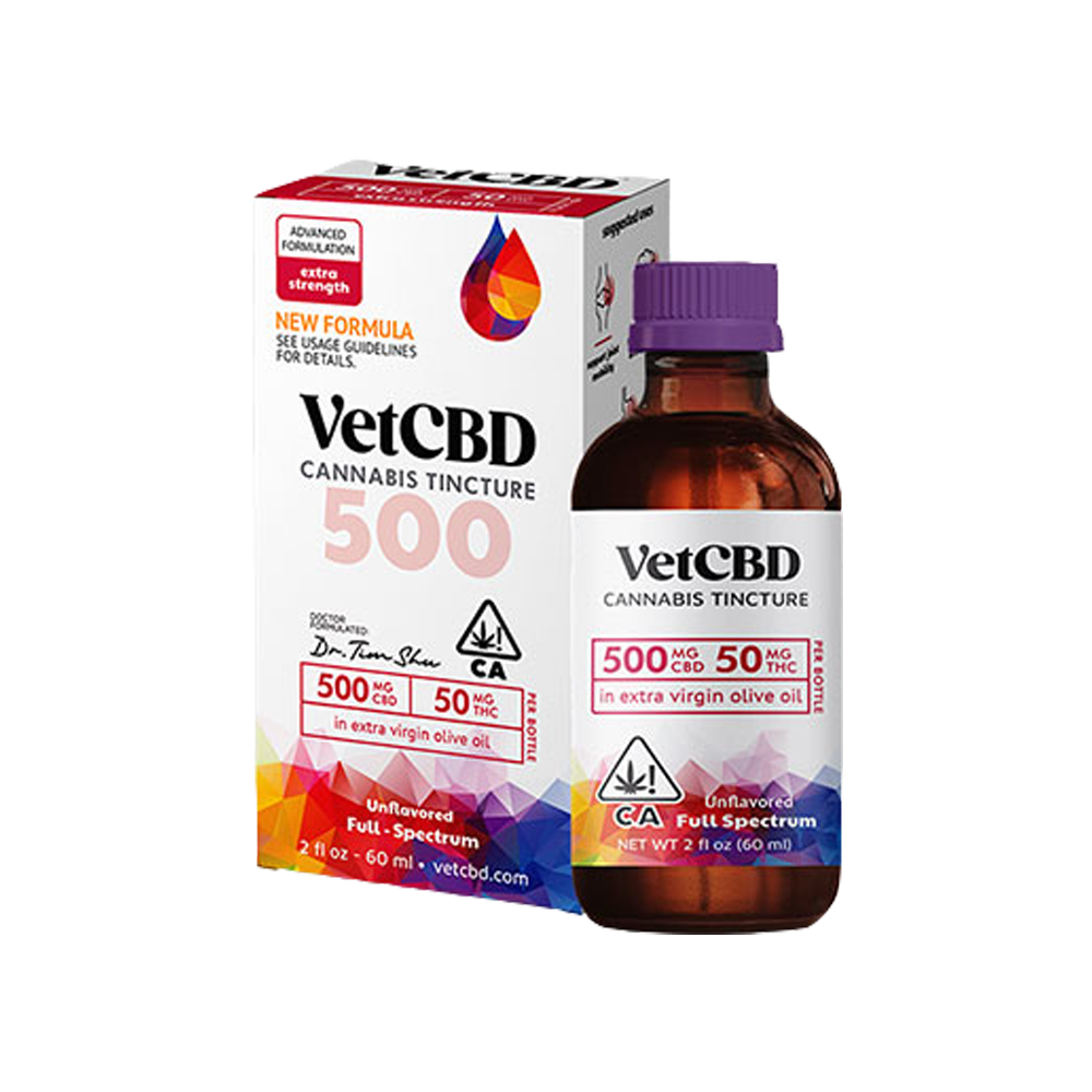 10:1 VetCBD Tincture (Extra Strength) - CBD:500mg THC:50mg 2oz/60ml $103