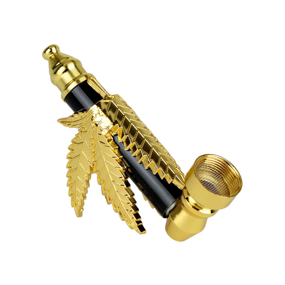 Hemp Leaf Metal Hand Pipe | 3.5" product photo