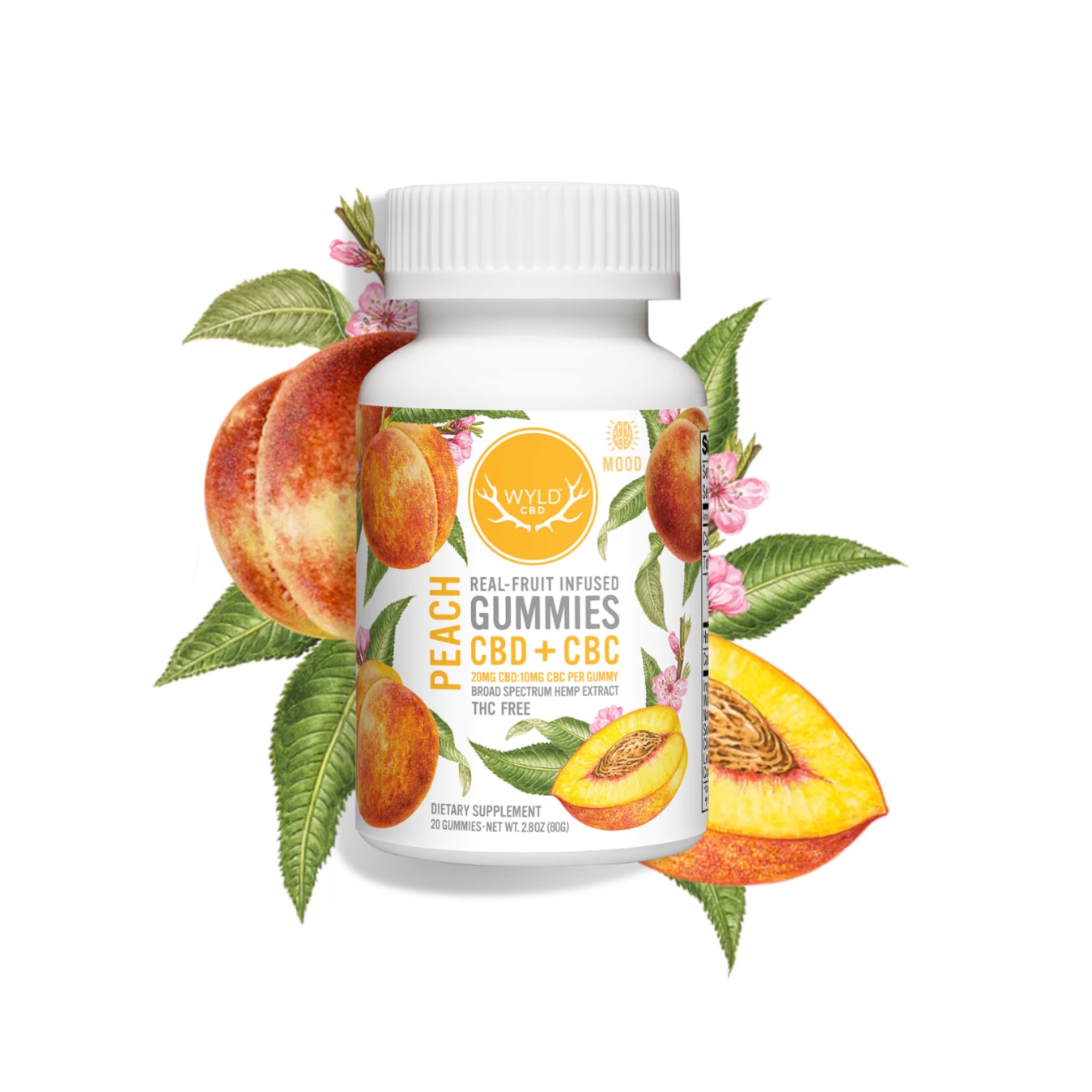 Wyld CBD | Peach 2:1 Gummies 20pc | CBD:400mg CBC:200mg