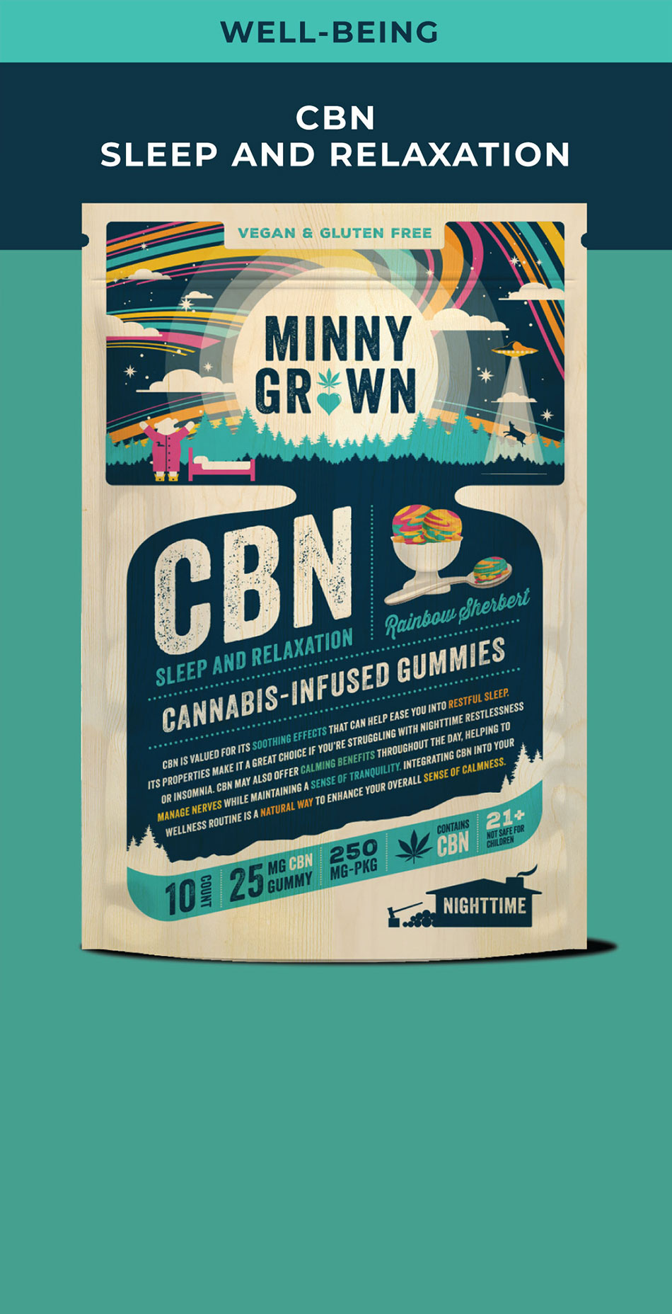CBN Gummies - Sleep and Relaxation - Rainbow Sherbert