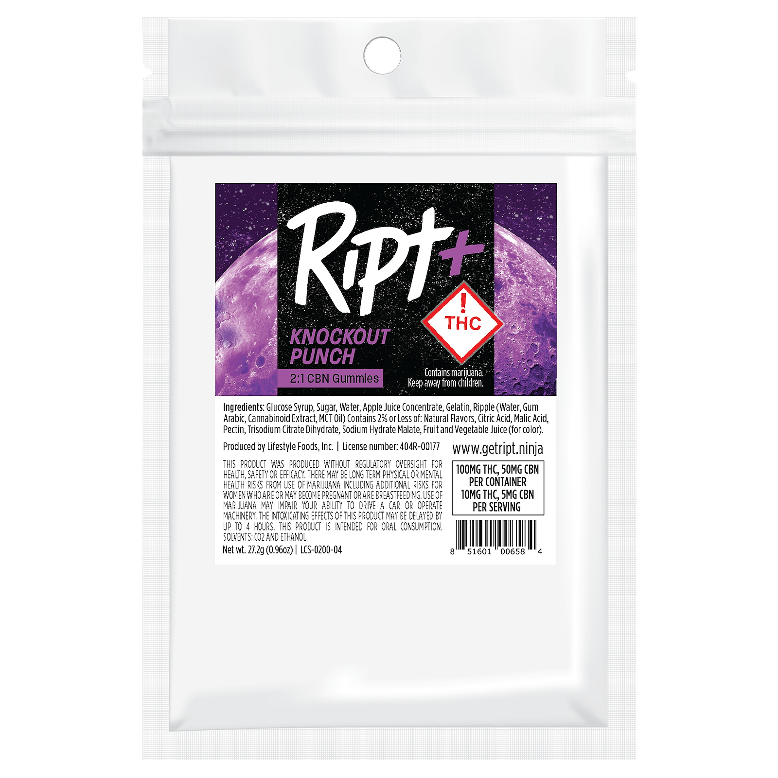 Gummies Plus Knockout Punch 1:1 THC:CBN 100mg