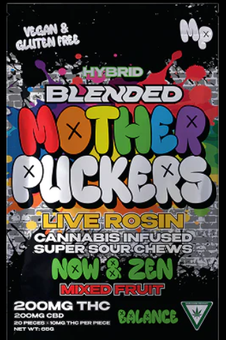 Now & Zen | Live Rosin Sour Edibles | THC200mg:CBD200mg | Hybrid
