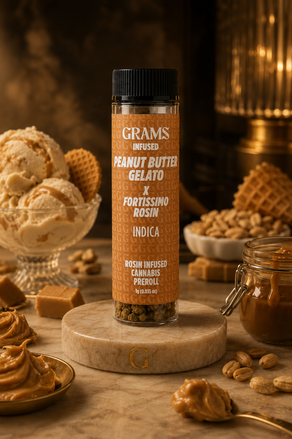 Peanut Butter Gelato x Fortissimo Rosin | Indica | Infused preroll | 1g
